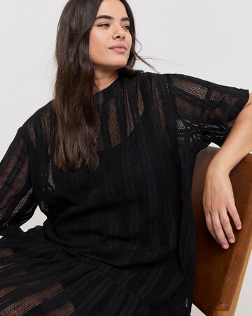 Native Youth Stripe Crochet Peplum Dress