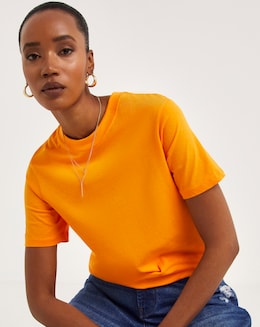 Orange Crew Neck Short Sleeve T-Shirt