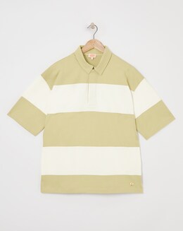 Armor Lux Striped Pale Olive Rugby Polo - Pale Olive
