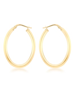 9Ct Gold Oval Creole Earring
