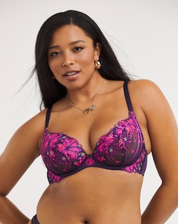 Ann Summers Esteemed DD+ Plunge Wired Bra Bright Purple