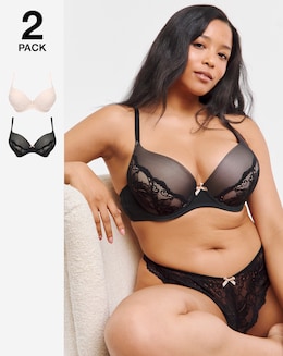 2 Pack Padded Boost Lace Plunge Bras B-F