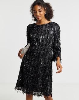 Joanna Hope Sequin Tassle Shift Dress