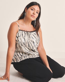 Brown Zebra Print Clear Sequin Cami Top