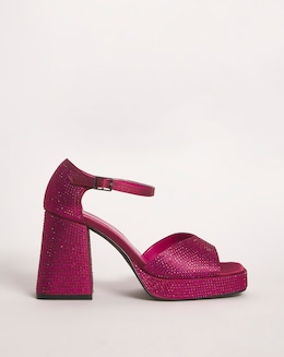 Khloe Diamante Platform Heeled Sandals - Extra Wide Fit (EEE)