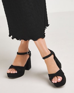 Mia Cross Front Platform Heeled Sandals - Standard Fit (D)