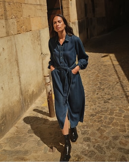 Mid Blue Lyocell Denim Midi Dress