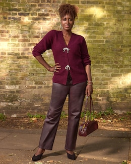 Burgundy Coated Straight Leg Jean