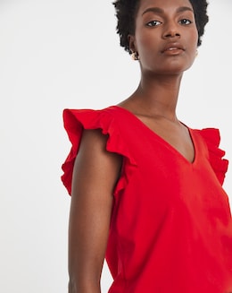 Pure cotton Red Ruffle Vest