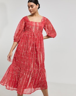 Joanna Hope Foil Print Midi Dress
