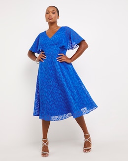 Joanna Hope Cobalt Animal Burnout Midi Dress