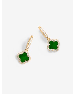 Jon Richard Gold Plated Malachite Clover Earrings