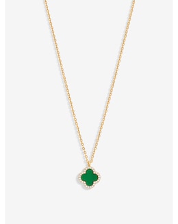 Jon Richard Gold Plated And Malachite Clover Pendant Necklace