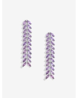Jon Richard Rhodium Plated Lavender Leaf Earrings