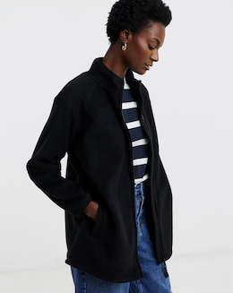 Black Zip Through Longline Fleece