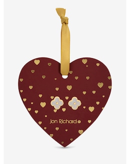 Jon Richard 18K Gold Plated and Mother of Pearl Clover Earrings - Hanging Heart