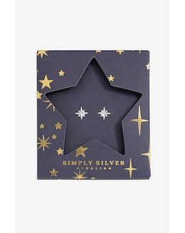 Simply Silver Sterling Silver 925 Cubic Zirconia Star Earrings - Gift Sleeve