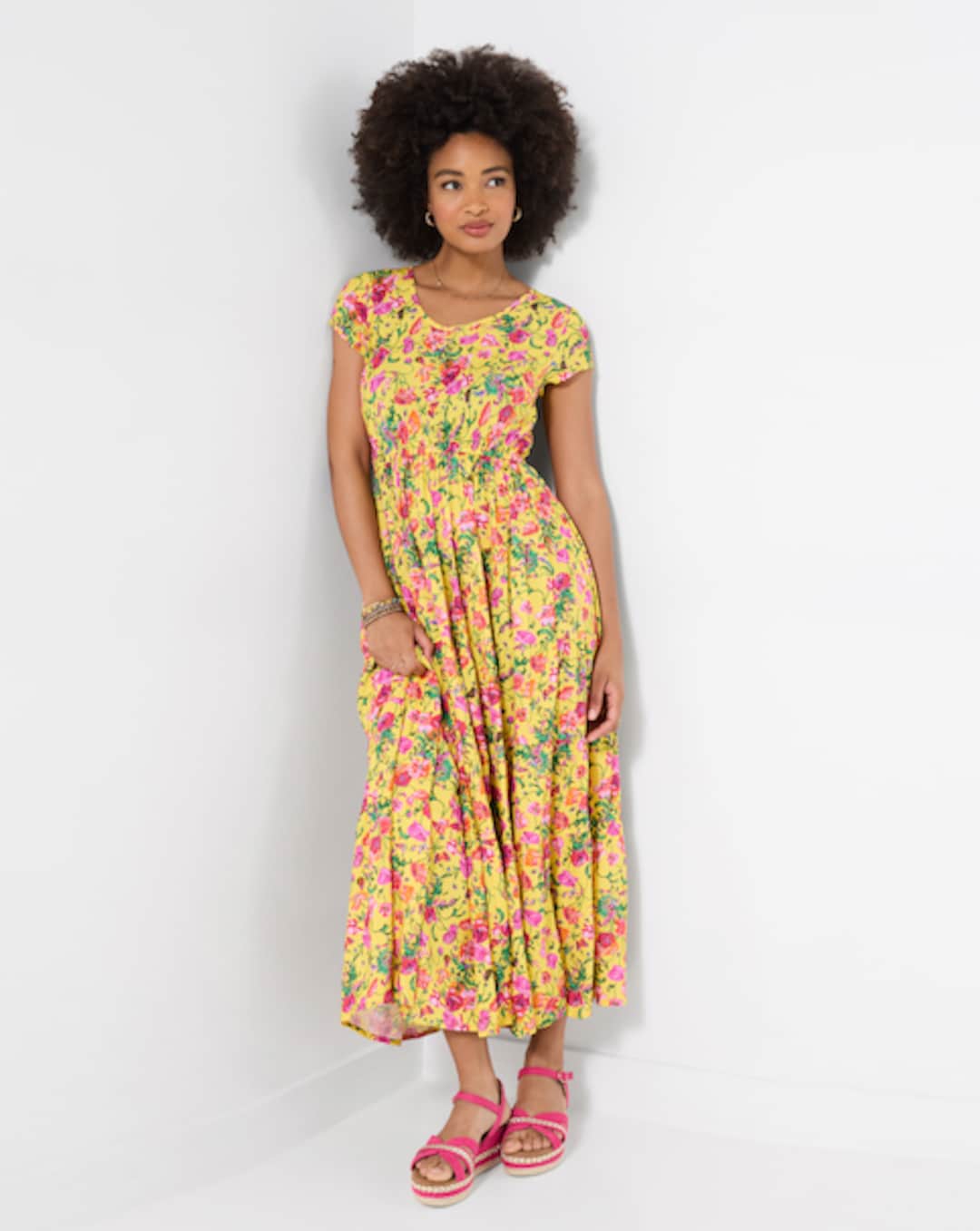 fashion world yellow dresses MAXI ALL OVER FRINGED DRESS IN YELLOW | CULT MIA main image 0