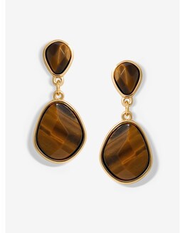 Jon Richard Gold Plated Tigers Eye Pear Drop Earrings