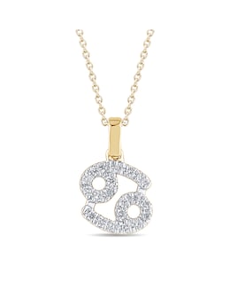 9ct Gold Diamond Cancer Pendant on 18 inch chain