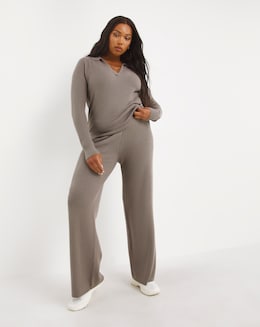 Calvin Klein Wool Knit Wide Leg Trousers