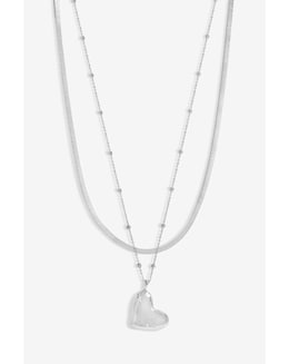 Jon Richard Silver Plated Double Row Molten Heart Necklace