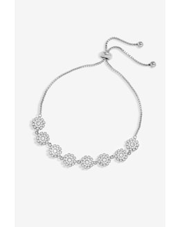 Jon Richard Rhodium Plated Cubic Zirconia Mini Flower Toggle Braclet