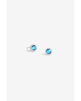 Jon Richard Rhodium Plated And Aqua Stud Earrings