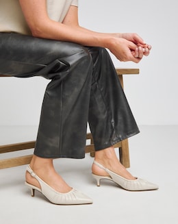 Tilda Ruched Front Kitten Heel Slingback Shoes - Wide Fit (E)