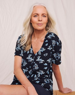 FAVIPT Three Quarter Sleeve Tops For Women Round Neck Hawaiian Floral Print Shirts Casual Fashion Summer 2025 Tunic Tees Multicolor Xl
