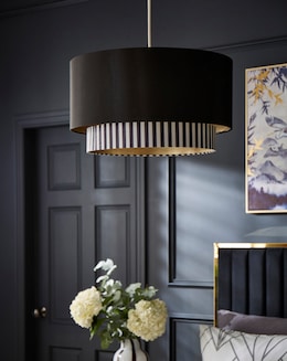 Joanna Hope Black &amp; White Striped 2 Tiered Light Shade 50cm