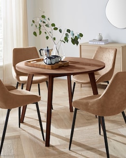 Oslo Round Dining Table with 4 Etta Faux Leather Chairs