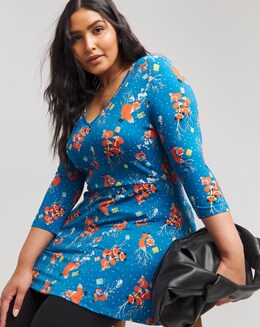 Joe Browns Fox Print Christmas Jersey Tunic