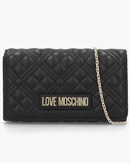 Love Moschino Diamond Quilt Flapover Black Cross-Body Bag