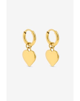Jon Richard Gold Plated Stainless Steel Heart Charm Hoop Earrings