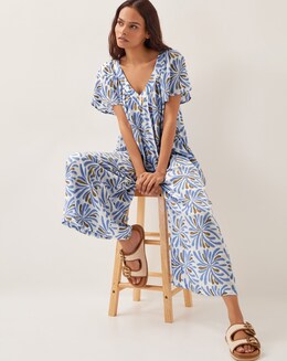 Monsoon Cece Woodblock Wide-Leg Jumpsuit