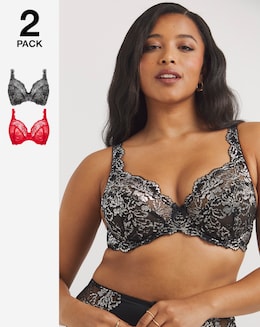 Pretty Secrets 2 Pack Ella Lace Full Cup Bras B-K