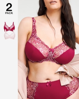 Pretty Secrets 2 Pack Ella Lace Full Cup Non Wired Bras B-H