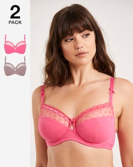 Pretty Secrets 2 Pack Rachel Mink/Pink Balcony Bras B-G