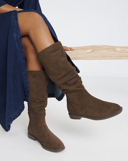 Pebble Knee High Ruched Boots - Standard Fit (D) &amp; Standard Calf