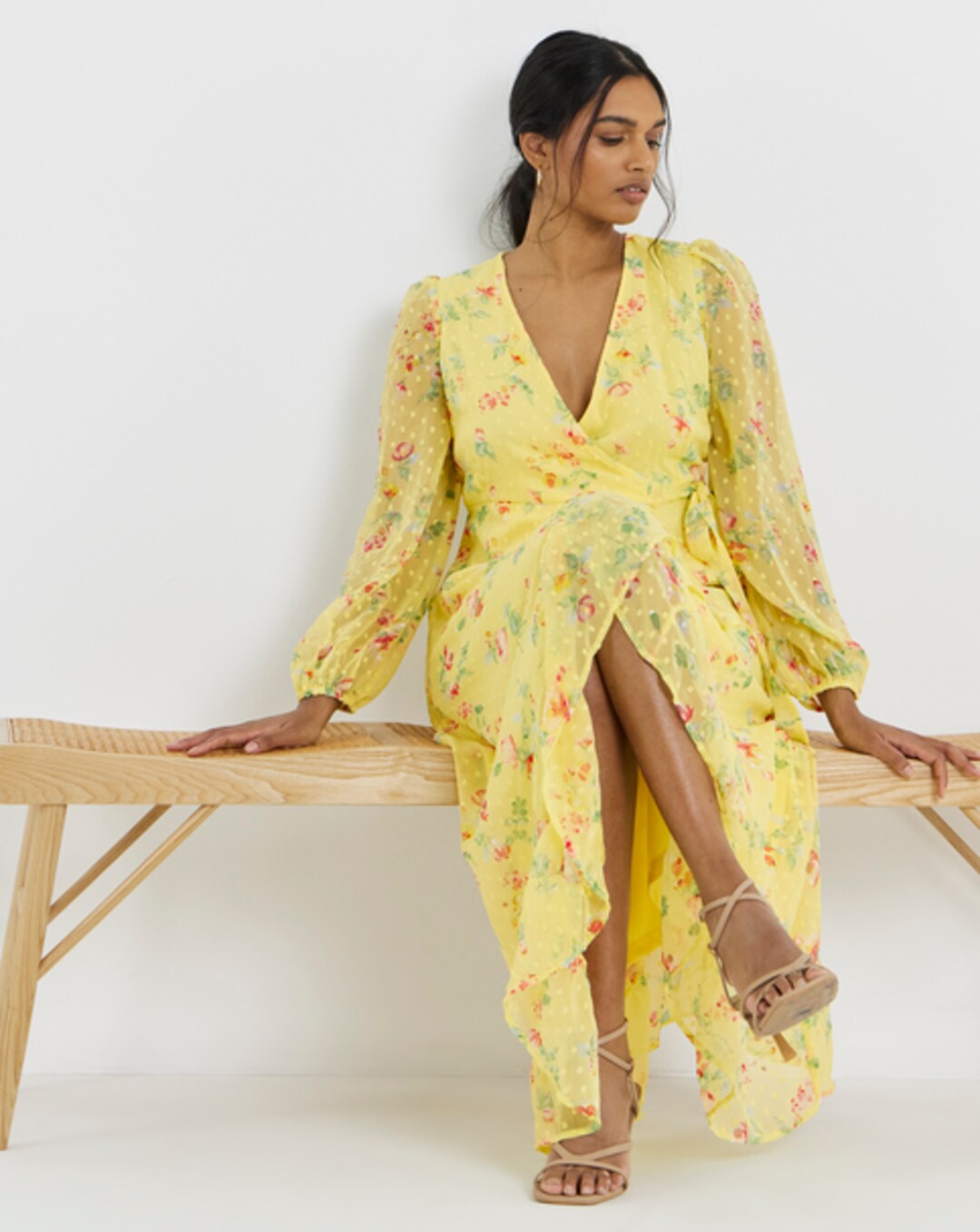 green emerald velvet dress Run The World Off-Shoulder Mini Dress Floral Yellow– Selfie Leslie main image 0