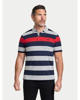 Raging Bull S/S Contrast Chest Stripe Polo Red