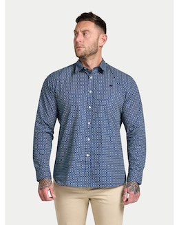 Raging Bull Long Sleeve Dotty Print Cotton Shirt Navy