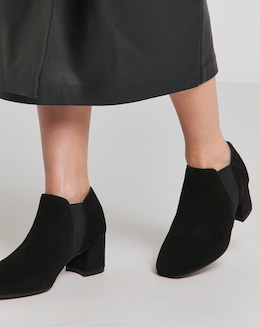 Heavenly Soles Colette Leather Mid Block Heel Shoe Boots - Wide Fit (E)