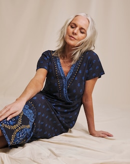 Julipa Pure Cotton Wrap Border Midi Dress