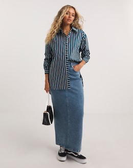 Green Mixed Stripe Long Sleeve Shirt