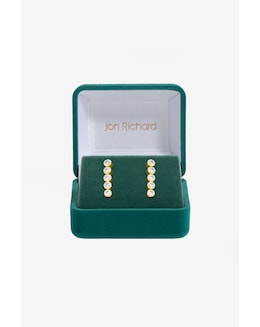 Jon Richard 14K Gold Plated and Crystal Cubic Zirconia Tennis Earrings -Gift Box