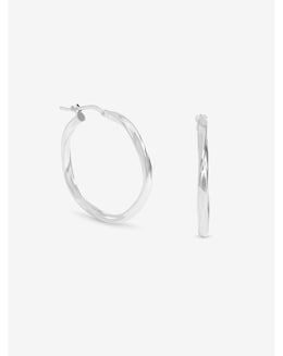 Simply Silver Sterling Silver 925 Polished MediumTwist Hoop Earrings