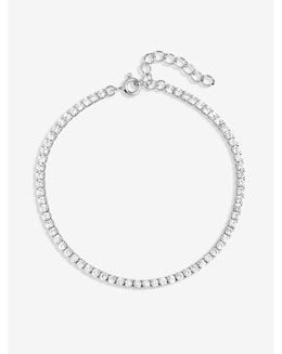 Simply Silver Sterling Silver 925 Cubic Zirconia Fine Tennis Bracelet