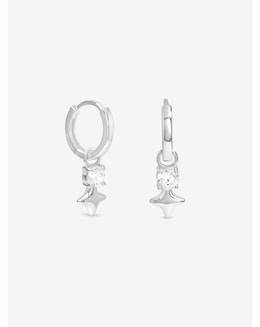 Simply Silver Sterling Silver 925 Cubic Zirconia Celestial Huggie Hoop Earrings